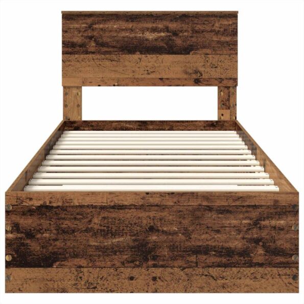 vidaXL Rám postele Staré drevo 90 x 200 cm Kompozitné drevo – Obrázok 7