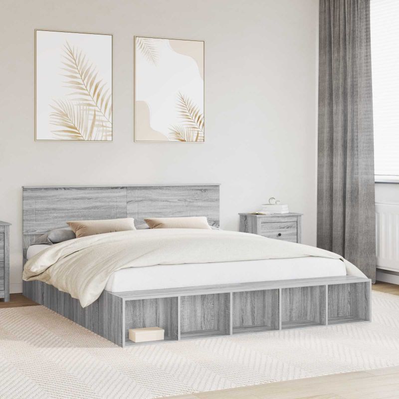 3408338_1.jpg vidaXL Rám postele Sivý Sonoma 200 x 200 cm Kompozitné drevo – Obrázok 1