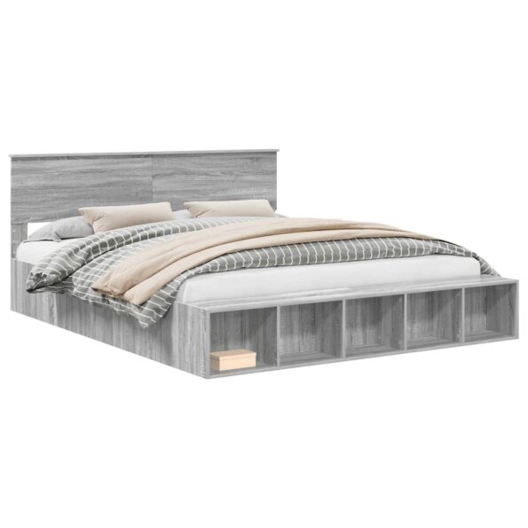 vidaXL Rám postele Sivý Sonoma 200 x 200 cm Kompozitné drevo – Obrázok 2