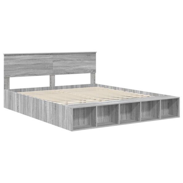 vidaXL Rám postele Sivý Sonoma 200 x 200 cm Kompozitné drevo – Obrázok 4