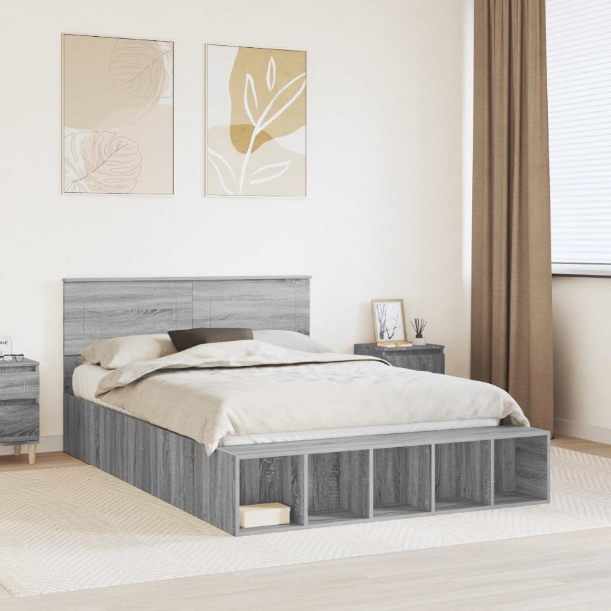 3408359_1.jpg vidaXL Rám postele Sivý Sonoma 150 x 200 cm Kompozitné drevo – Obrázok 1