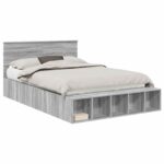 vidaXL Rám postele Sivý Sonoma 140 x 190 cm Kompozitné drevo – Obrázok 2