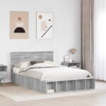 vidaXL Rám postele Sivý Sonoma 140 x 190 cm Kompozitné drevo – Obrázok 3