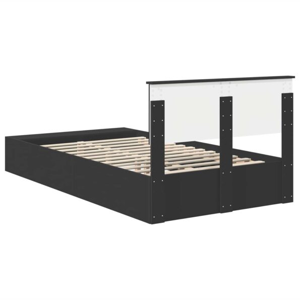 vidaXL Rám postele s poličkou Čierna 135 x 190 cm Kompozitné drevo – Obrázok 9