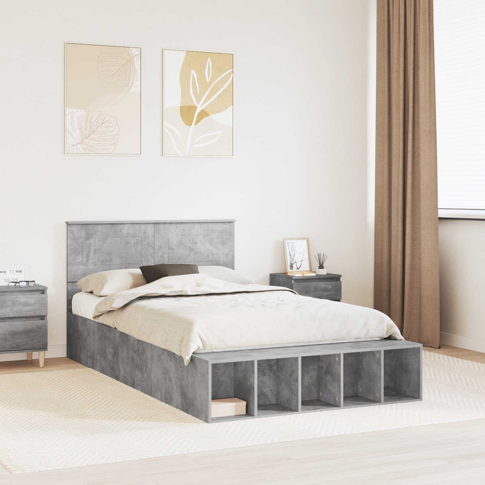 3408385_1.jpg vidaXL Rám postele Betónová šedá 120 x 190 cm Kompozitné drevo – Obrázok 1