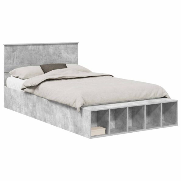 vidaXL Rám postele Betónová šedá 120 x 190 cm Kompozitné drevo – Obrázok 2