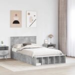 vidaXL Rám postele Betónová šedá 120 x 190 cm Kompozitné drevo – Obrázok 3