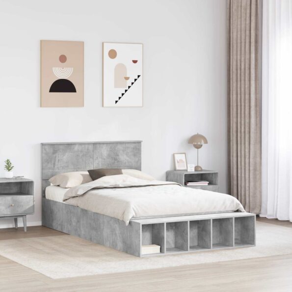 vidaXL Rám postele Betónová šedá 120 x 190 cm Kompozitné drevo – Obrázok 3