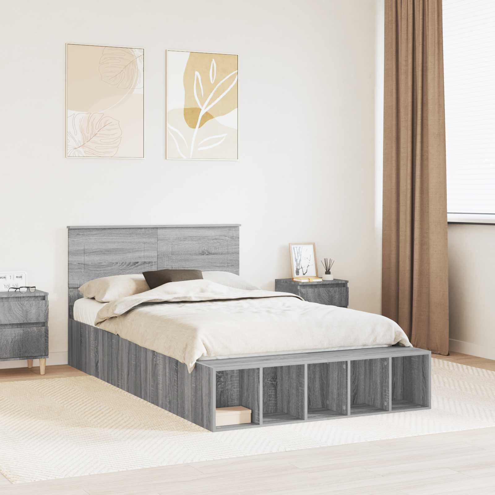 3408387_1.jpg vidaXL Rám postele Sivý Sonoma 120 x 190 cm Kompozitné drevo – Obrázok 1