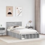 vidaXL Rám postele Sivý Sonoma 120 x 190 cm Kompozitné drevo – Obrázok 3