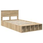 vidaXL Rám postele s poličkou Sonoma dub 120 x 200 cm Kompozitné drevo – Obrázok 4