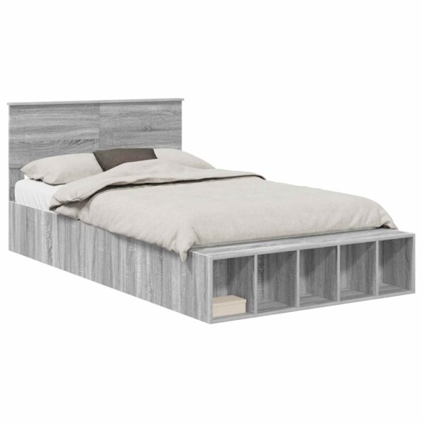 vidaXL Rám postele Sivý Sonoma 120 x 200 cm Kompozitné drevo – Obrázok 2
