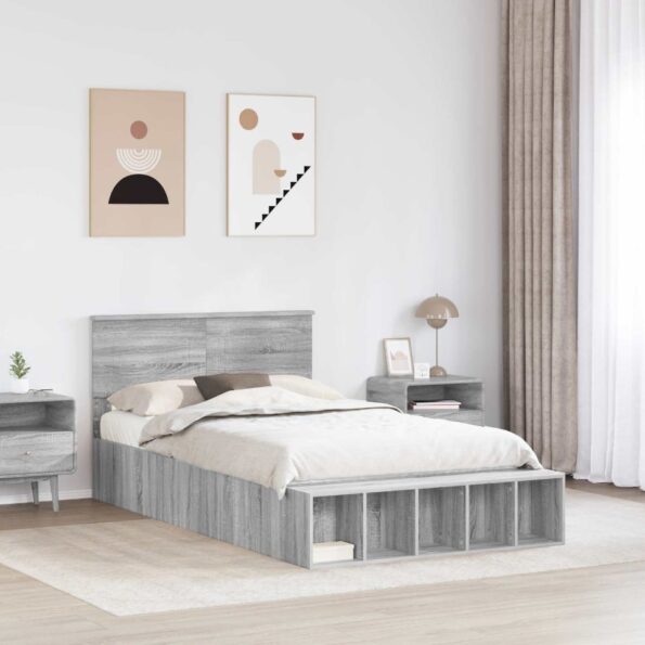 vidaXL Rám postele Sivý Sonoma 120 x 200 cm Kompozitné drevo – Obrázok 3