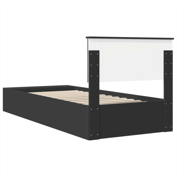 vidaXL Rám postele s poličkou Čierna 100 x 200 cm Kompozitné drevo – Obrázok 9