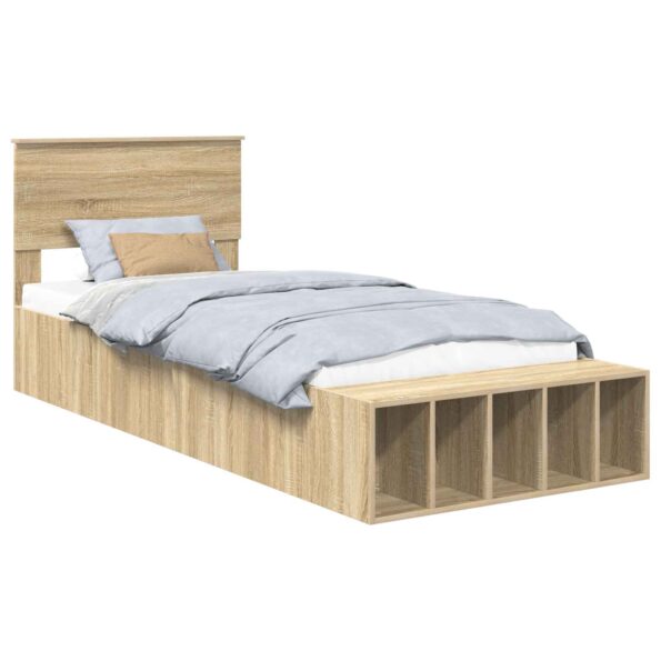 vidaXL Rám postele s poličkou Sonoma dub 90 x 190 cm Kompozitné drevo – Obrázok 2