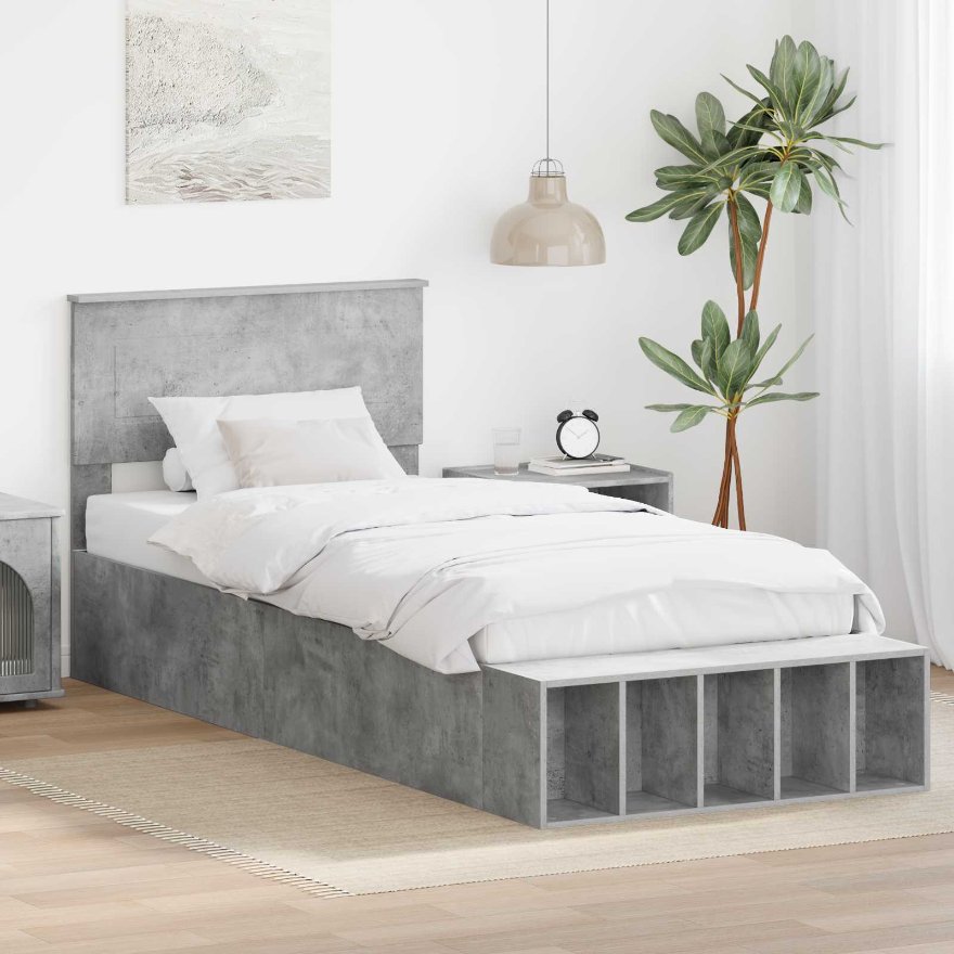 3408406_1.jpg vidaXL Rám postele Betónová šedá 90 x 190 cm Kompozitné drevo – Obrázok 1