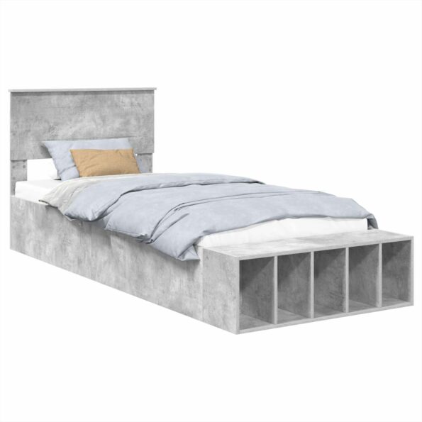 vidaXL Rám postele Betónová šedá 90 x 190 cm Kompozitné drevo – Obrázok 2