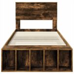 vidaXL Rám postele s poličkou Dymová dub 90 x 190 cm Kompozitné drevo – Obrázok 7