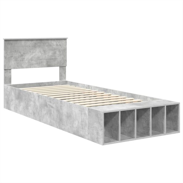 vidaXL Rám postele Betónová šedá 90 x 200 cm Kompozitné drevo – Obrázok 4