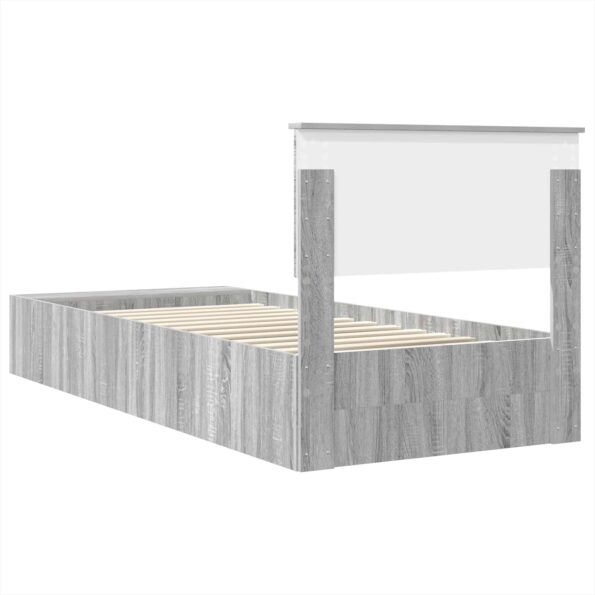 vidaXL Rám postele s poličkou Sivý Sonoma 75 x 190 cm Kompozitné drevo – Obrázok 9