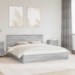 vidaXL Úložná posteľ Sivý Sonoma 200 x 200 cm Kompozitné drevo