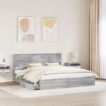 vidaXL Úložná posteľ Sivý Sonoma 200 x 200 cm Kompozitné drevo – Obrázok 3