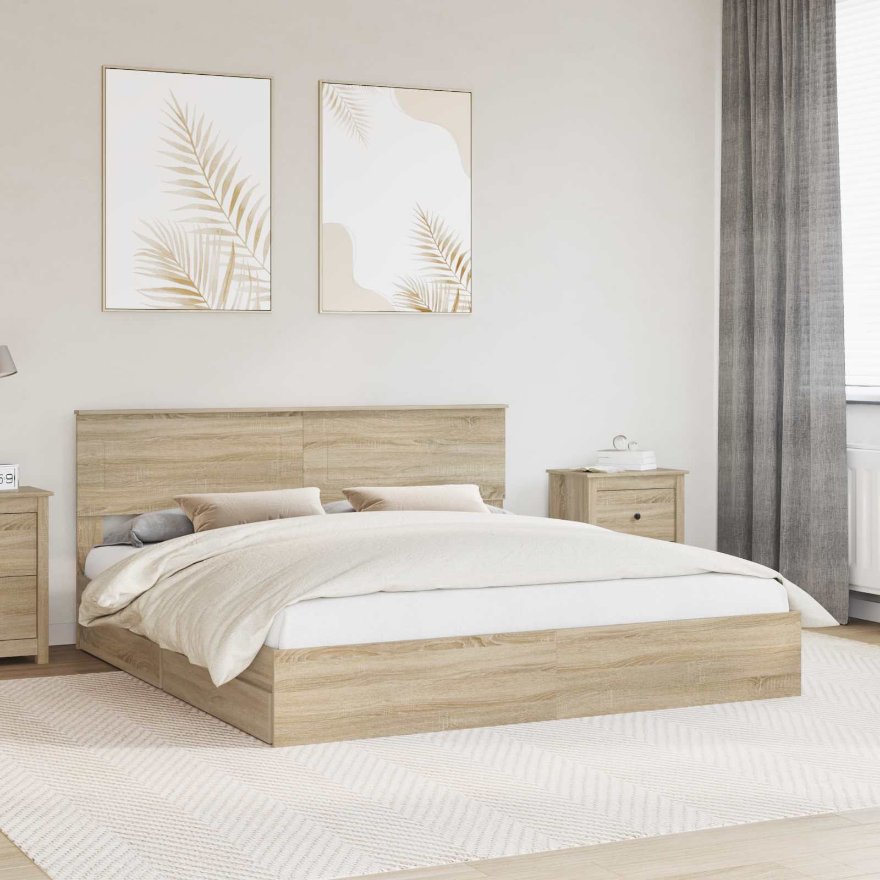 3408433_1.jpg vidaXL Úložná posteľ Sonoma dub 180 x 200 cm Kompozitné drevo – Obrázok 1