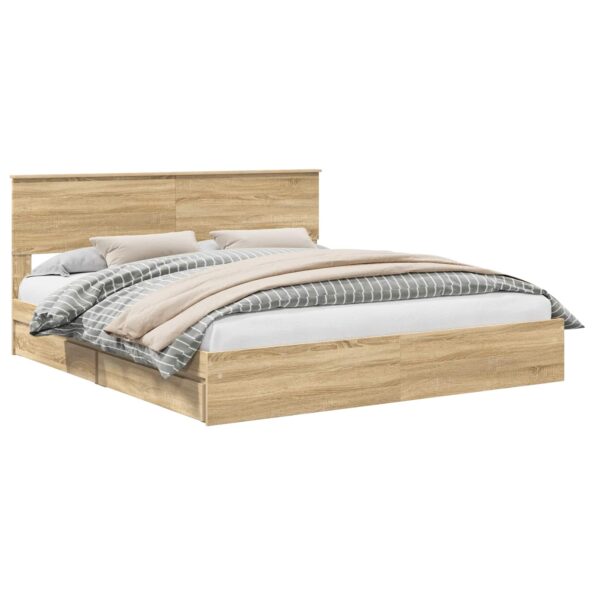 vidaXL Úložná posteľ Sonoma dub 180 x 200 cm Kompozitné drevo – Obrázok 2