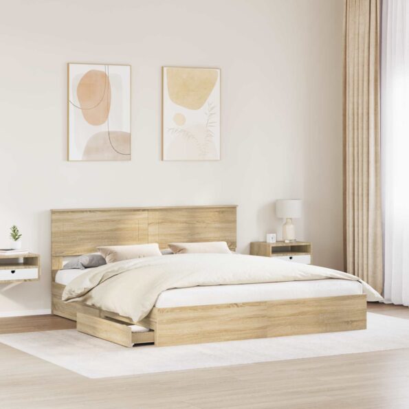 vidaXL Úložná posteľ Sonoma dub 180 x 200 cm Kompozitné drevo – Obrázok 3
