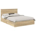 vidaXL Úložná posteľ Sonoma dub 160 x 200 cm Kompozitné drevo – Obrázok 2