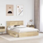 vidaXL Úložná posteľ Sonoma dub 140 x 190 cm Kompozitné drevo – Obrázok 3