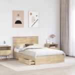 vidaXL Úložná posteľ Sonoma dub 135 x 190 cm Kompozitné drevo – Obrázok 3