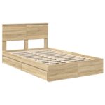 vidaXL Úložná posteľ Sonoma dub 135 x 190 cm Kompozitné drevo – Obrázok 4