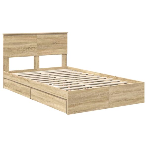 vidaXL Úložná posteľ Sonoma dub 135 x 190 cm Kompozitné drevo – Obrázok 4