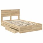 vidaXL Úložná posteľ Sonoma dub 135 x 190 cm Kompozitné drevo – Obrázok 5