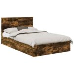 vidaXL Úložná posteľ Dymová dub 135 x 190 cm Kompozitné drevo – Obrázok 2