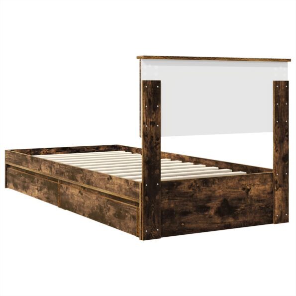 vidaXL Úložná posteľ Dymová dub 100 x 200 cm Kompozitné drevo – Obrázok 10