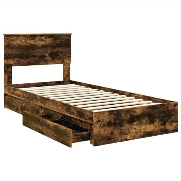vidaXL Úložná posteľ Dymová dub 100 x 200 cm Kompozitné drevo – Obrázok 5