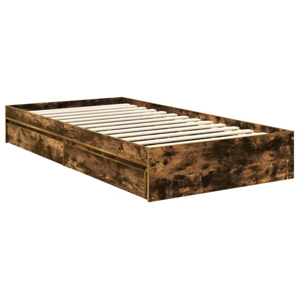 vidaXL Úložná posteľ Dymová dub 100 x 200 cm Kompozitné drevo – Obrázok 6
