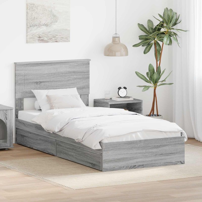3408492_1.jpg vidaXL Úložná posteľ Sivý Sonoma 100 x 200 cm Kompozitné drevo – Obrázok 1