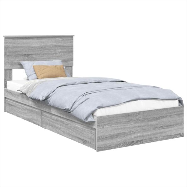 vidaXL Úložná posteľ Sivý Sonoma 100 x 200 cm Kompozitné drevo – Obrázok 2