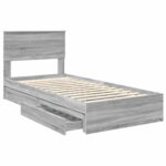 vidaXL Úložná posteľ Sivý Sonoma 100 x 200 cm Kompozitné drevo – Obrázok 5