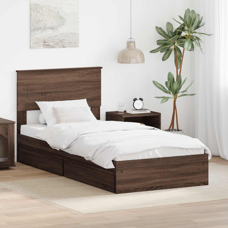 3408500_1.jpg vidaXL Úložná posteľ Hnedý dub 90 x 190 cm Kompozitné drevo – Obrázok 1