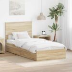 vidaXL Úložná posteľ Sonoma dub 90 x 200 cm Kompozitné drevo