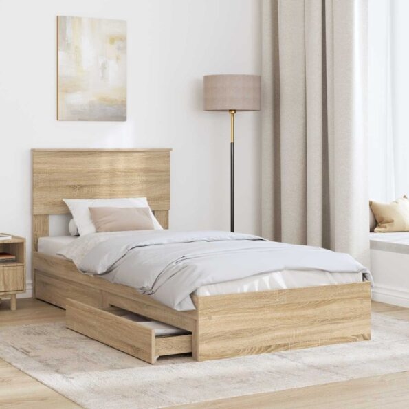 vidaXL Úložná posteľ Sonoma dub 90 x 200 cm Kompozitné drevo – Obrázok 3
