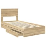 vidaXL Úložná posteľ Sonoma dub 90 x 200 cm Kompozitné drevo – Obrázok 5