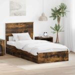 vidaXL Úložná posteľ Dymová dub 90 x 200 cm Kompozitné drevo