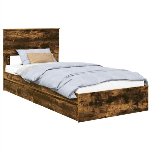 vidaXL Úložná posteľ Dymová dub 90 x 200 cm Kompozitné drevo – Obrázok 2