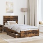 vidaXL Úložná posteľ Dymová dub 90 x 200 cm Kompozitné drevo – Obrázok 3