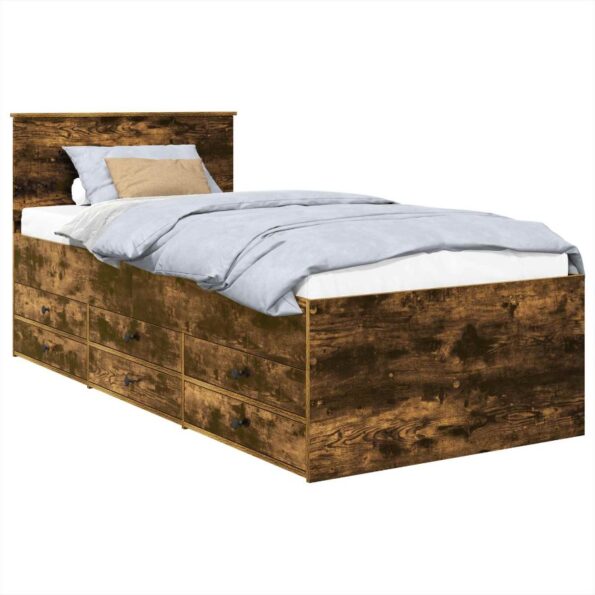 vidaXL Ležadlo Dymový dub a čierna 100 x 200 cm Kompozitné drevo – Obrázok 2